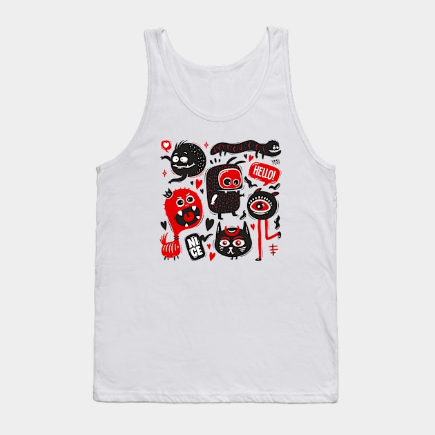 Doodle Monster Tank Top by Mako Design 